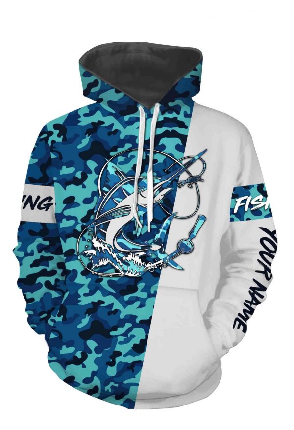 Swordfish Fishing Sea Camo Custom Name Full Printing Shirts Personalized Gift ND
