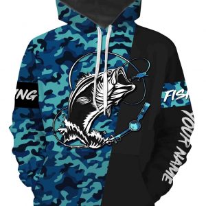 Bass Fishing Sea Camo Custom Name Full Printing Shirts Personalized Gift ND