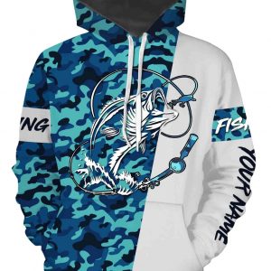 Bass Fishing Sea Camo Custom Name Full Printing Shirts Personalized Gift ND