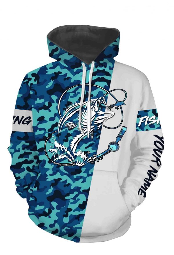 Bass Fishing Sea Camo Custom Name Full Printing Shirts Personalized Gift ND