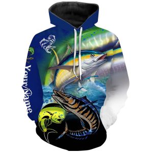 Mahi-mahi Wahoo Tuna Customize Name All Over Printed Shirts For Men And Women Personalized Fishing Gift ND