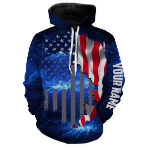 American Flag Universe patriotic Custom name All over print shirts - personalized fishing gift for men women and kid ND