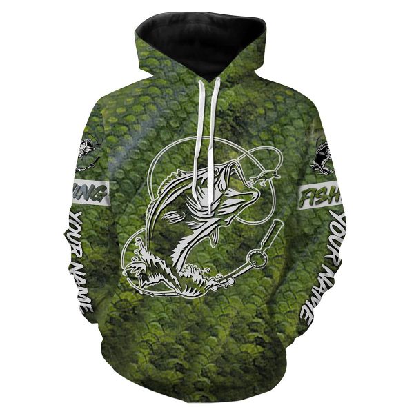 Bass Fishing Scale Tatoo Customize Name All Over Printed Shirts For Men And Women Personalized Fishing Gift ND