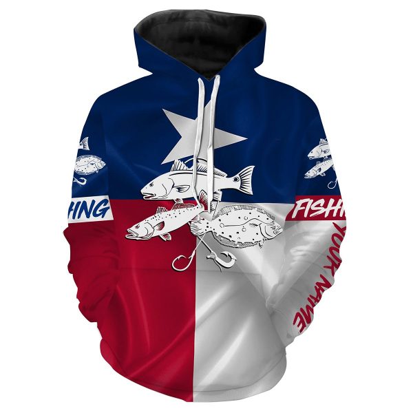 Redfish trout flounder Tattoo Texas Slam fishing hoodie Texas Flag 3D All Over print shirts saltwater personalized fishing apparel for Adult and kid ND