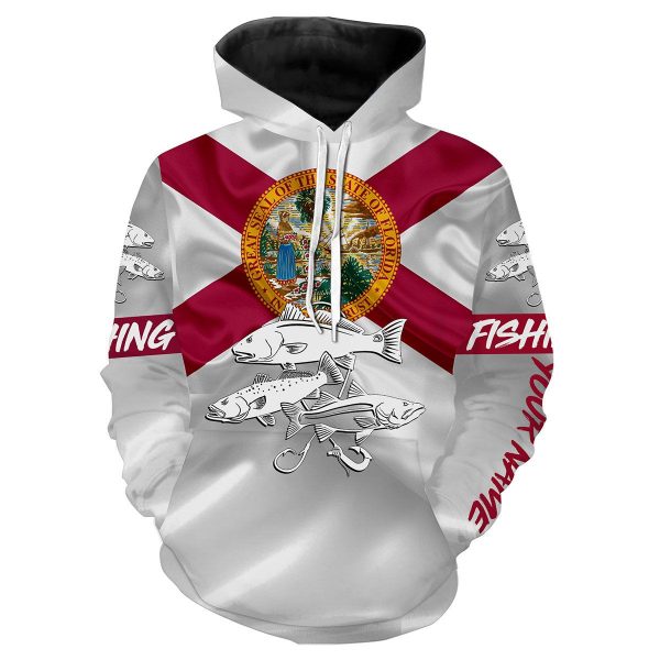 Inshore Slam Snook Redfish Trout fishing Florida State Flag personalized fishing apparel ND