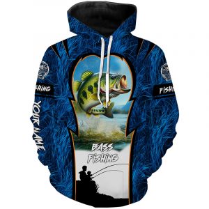 Bass Fishing Blue Camo Custome 3D All Over Printed Shirts Personalized Fishing gift For Adult Kid ND