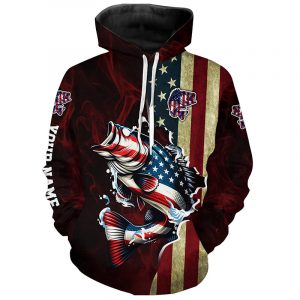 Largemouth Bass fishing American Flag Fisherman Custom Name 3D All over print shirts ND